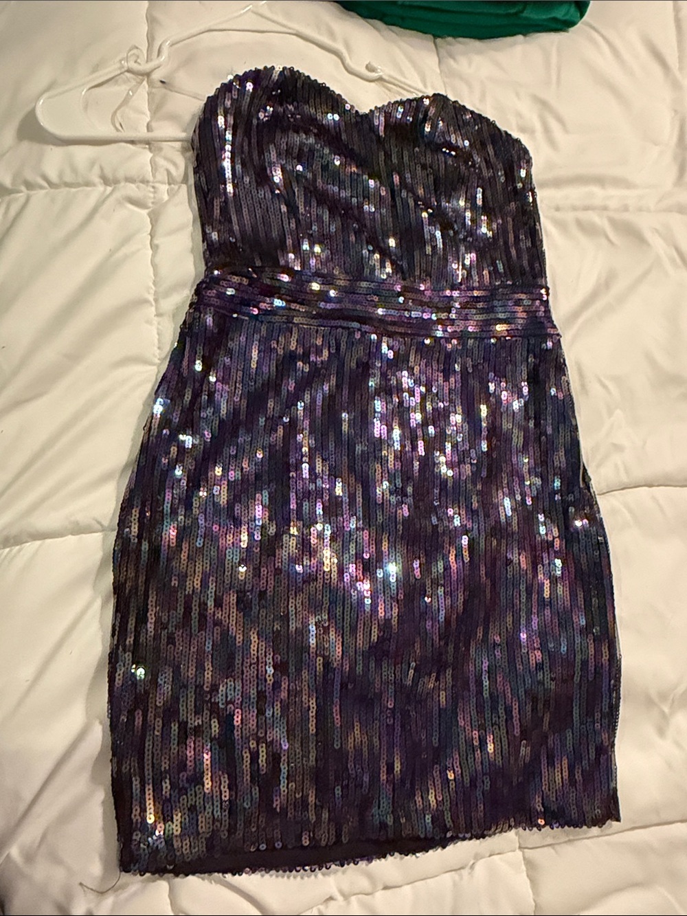 Charlotte Russe Purple Iridescent Strapless Sequin Dress Medium NWT